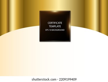 Luxurious certificate template, black frame on golden background, vector illustration