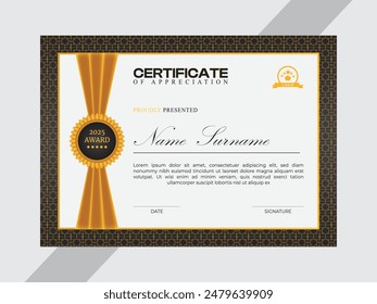 luxurious certificate template design for diploma achievement award and graduation