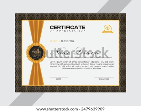 luxurious certificate template design for diploma achievement award and graduation