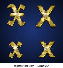 Luxurious characters designed with gold diamonds