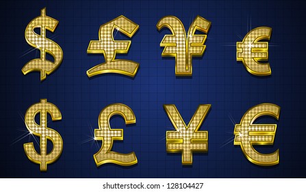 Luxurious characters designed with gold diamonds