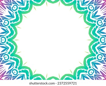 Luxurious circle frame caleidoscope gradient flower art pattern of indonesian batik ethnic dayak background 