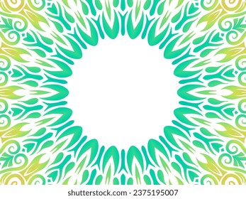 Luxurious circle frame caleidoscope gradient flower art pattern of indonesian batik ethnic dayak background 