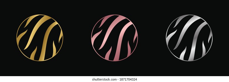 Luxurious circle ornament with gold color, rose gold, and silver logo design