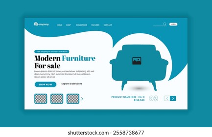 Luxurious Collection Furniture Store website landing page hero section and web banner user interface design template