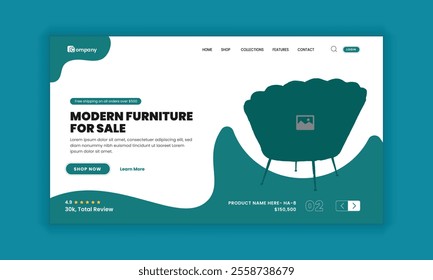 Luxurious Collection Furniture Store website landing page hero section and web banner user interface design template