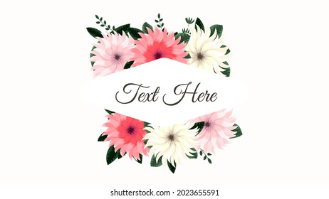 Luxurious color floral frame background with a vintage label. Vector illistration for wedding decoration, women's day, sales, cards, wedding invitations, and other events with paper label badge tag