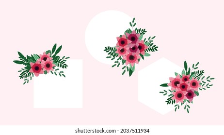 Luxurious color floral frame background with a vintage label. Vector illustration for wedding decoration, women's day, sales, cards, wedding invitations, and other events with paper label badge tag