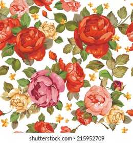 Luxurious color peony seamless pattern. Elegance background, vector illustration