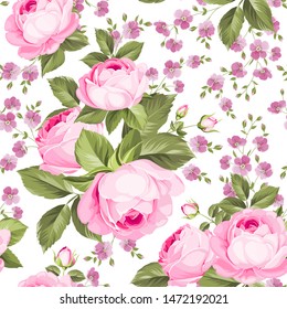 Luxurious color roses seamless pattern. Vector illustration.