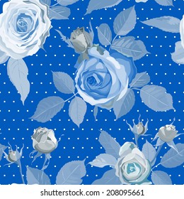 Luxurious color seamless pattern with roses. Vector illustration.