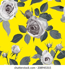 Luxurious color seamless pattern with roses. Vector illustration.