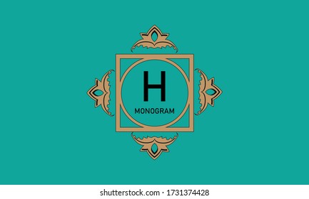 Luxuriöser farbiger Rahmen mit dem Buchstaben H. Elegantes Emblem ist gut geeignet für Geschäftszeichen, Label, Logo.