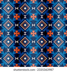 Lujoso y colorido patrón geométrico sin costuras. Los formularios de arte se agrupan y organizan en un orden específico. Imagen vectorial para impresión, textil, embalaje, diseño interior y otros proyectos.