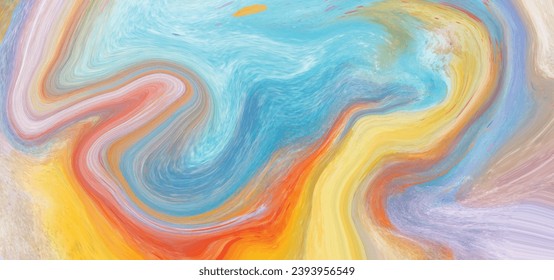 Luxurious colorful oil paint liquid fluid marbling flow effect. Luxurious Liquid marble texture. Acrylic paints pour fluid background illustration. Modern abstract background. Fluid art.	
