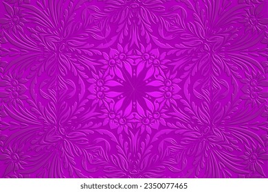 Luxurious colourful 3D emboss gradient flower batik ethnic dayak background for wedding invitation