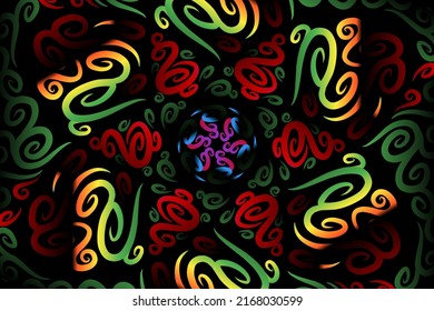 luxurious colourful flowers line art pattern of indonesian culture traditional tenun batik ethnic dayak for wallpaper ads background 