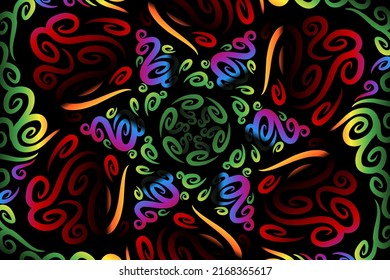 luxurious colourful flowers line art pattern of indonesian culture traditional tenun batik ethnic dayak for wallpaper ads background 