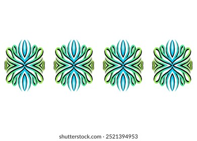 Luxurious colourful flowers line art batik ethnic dayak pattern for wallpaper presentation background 