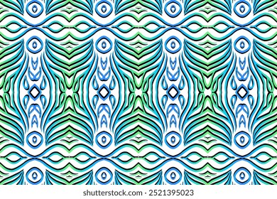 Luxurious colourful flowers line art batik ethnic dayak pattern for wallpaper presentation background 