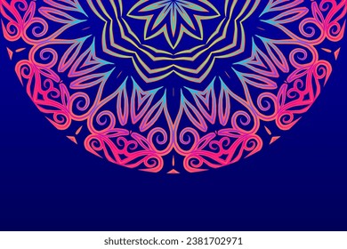 Luxurious colourful gradient mix pattern of modern Chinese oriental Java traditional classic borneo flowers circle art