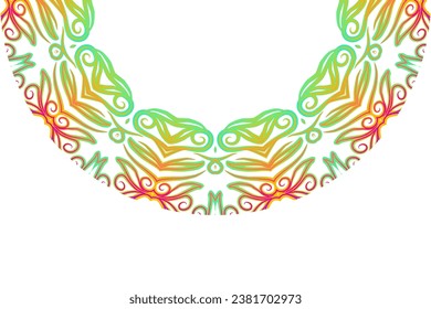 Luxurious colourful gradient mix pattern of modern Chinese oriental Java traditional classic borneo flowers circle art