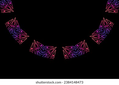 Luxurious colourful gradient mix pattern of modern Chinese oriental Java traditional classic borneo flowers circle art