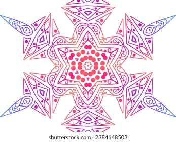 Luxurious colourful gradient mix pattern of modern Chinese oriental Java traditional classic borneo flowers circle art