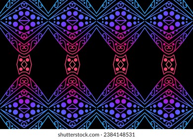 Luxurious colourful gradient mix pattern of modern Chinese oriental Java traditional classic borneo flowers circle art