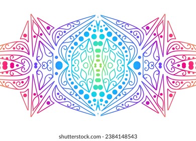 Luxurious colourful gradient mix pattern of modern Chinese oriental Java traditional classic borneo flowers circle art