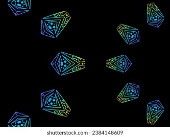 Luxurious colourful gradient mix pattern of modern Chinese oriental Java traditional classic borneo flowers circle art