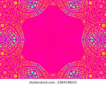 Luxurious colourful gradient mix pattern of modern Chinese oriental Java traditional classic borneo flowers circle art