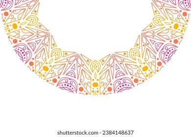 Luxurious colourful gradient mix pattern of modern Chinese oriental Java traditional classic borneo flowers circle art