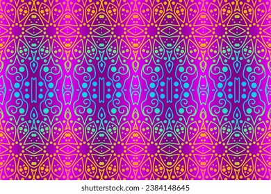 Luxurious colourful gradient mix pattern of modern Chinese oriental Java traditional classic borneo flowers circle art