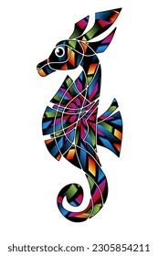 Luxurious colourful Seahorses design illustration for wallpaper background ads clothing logo 