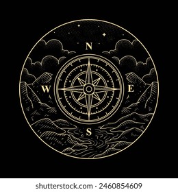Luxurious compass of spiritual guidance in journey