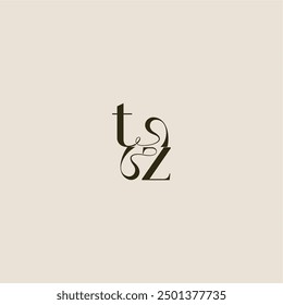 luxurious concept TZ dynamic line monogram logo letter elegant wedding
