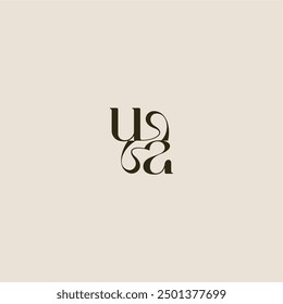 luxurious concept UA dynamic line monogram logo letter elegant wedding