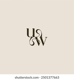 luxurious concept UW dynamic line monogram logo letter elegant wedding