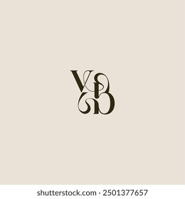 luxurious concept VB dynamic line monogram logo letter elegant wedding