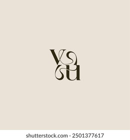 luxurious concept VU dynamic line monogram logo letter elegant wedding