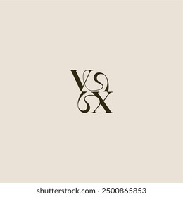 luxuriöses Konzept VX dynamische Linie Monogramm Logobuchstabe elegante Hochzeit