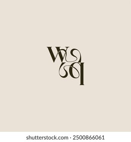 luxurious concept WQ dynamic line monogram logo letter elegant wedding