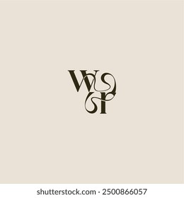 luxurious concept WR dynamic line monogram logo letter elegant wedding