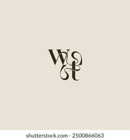 luxurious concept WT dynamic line monogram logo letter elegant wedding