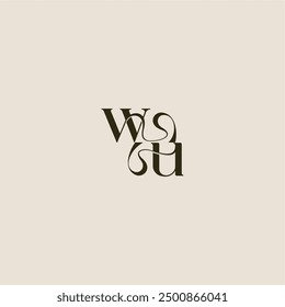 luxurious concept WU dynamic line monogram logo letter elegant wedding