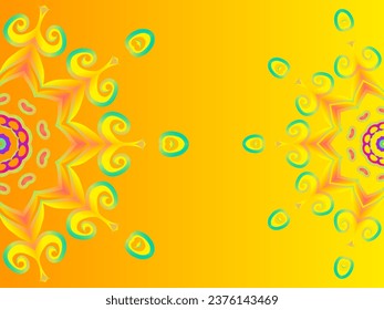Luxurious couple double batik ethnic dayak flowers line art mandala circle gradient background for aesthetic presentation 
