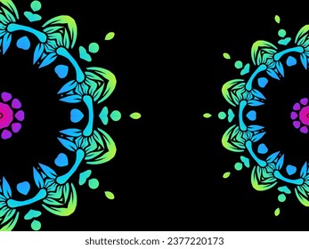 Luxurious couple double batik ethnic dayak flowers line art mandala circle gradient background for aesthetic presentation
