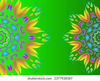 Lujosa pareja doble batik étnico flores dárak línea arte mandala fondo de gradiente de círculo para presentación estética 