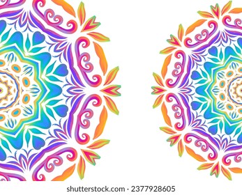 Luxurious couple double batik ethnic dayak flowers line art mandala circle gradient background for aesthetic presentation 
